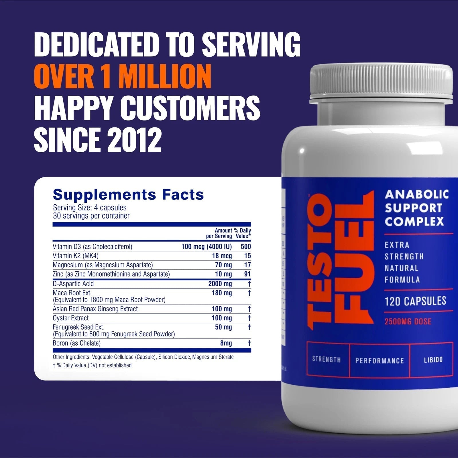 Men’s Testosterone Support Supplement for Muscle Growth, Strength & Energy | Performance & Vitality Formula Capsules (120 Count)