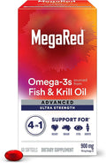 Megared Advanced 4-in-1 Omega-3 900mg – Fish & Krill Oil Supplement | 60 Softgels