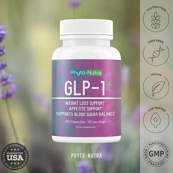 GLP-1 + (60 Capsules 1 Bottle) Vegan, Natural Supplement, Lab Tested, Weight Loss, Satisfy Hunger, Non-GMO, Gluten Free, GLP 1, GLP1