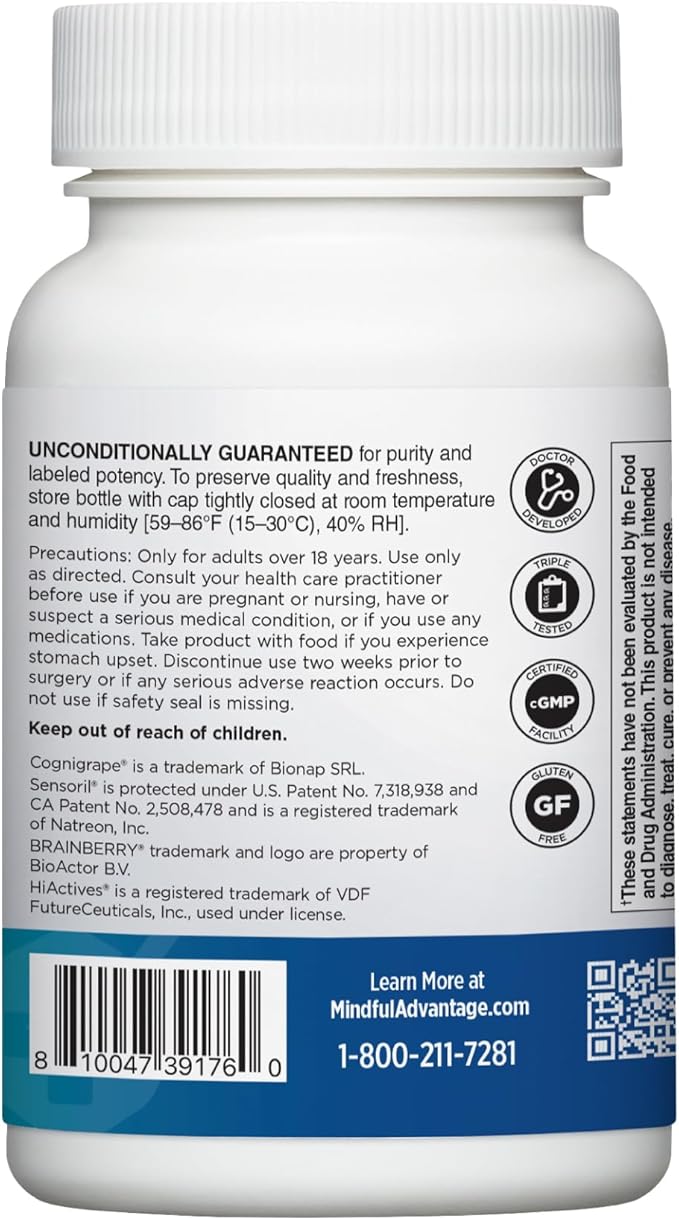 Doctors' Preferred Mindful Advantage – Brain Supplement for Memory & Focus | 30 Count