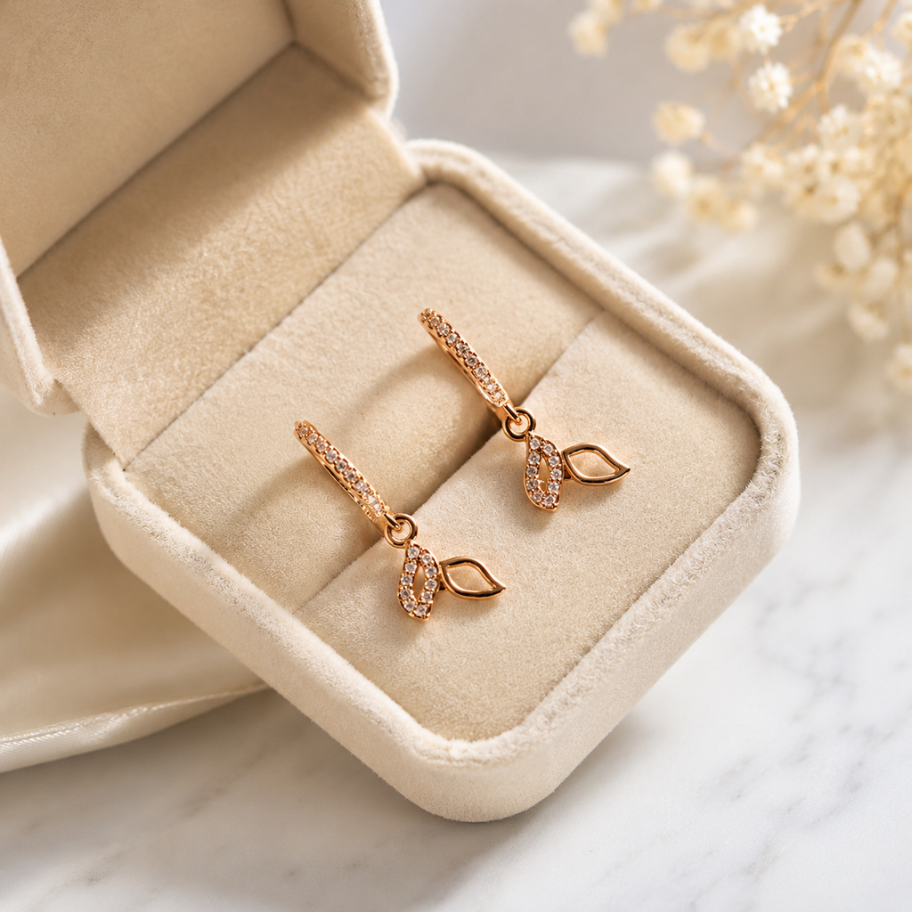 Gold Plated Crystal Stone Earrings for Women & Girls – Elegant Fashion Jewelry