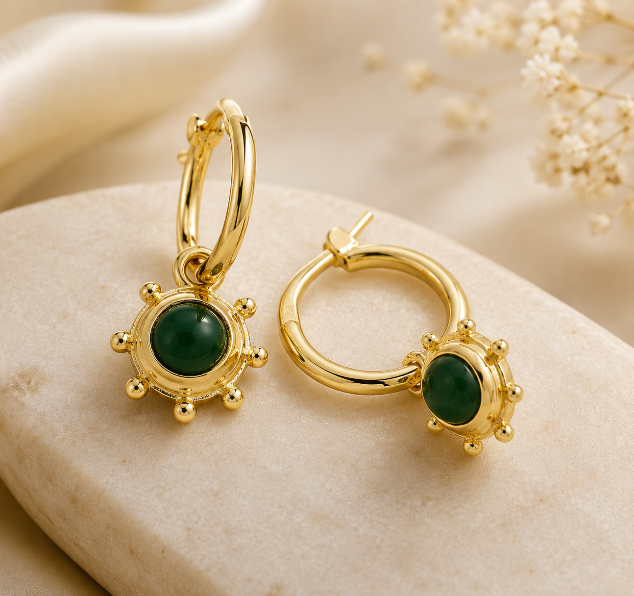 Healing Stone Charm Earrings for Women – Minimalist Everyday Jewelry