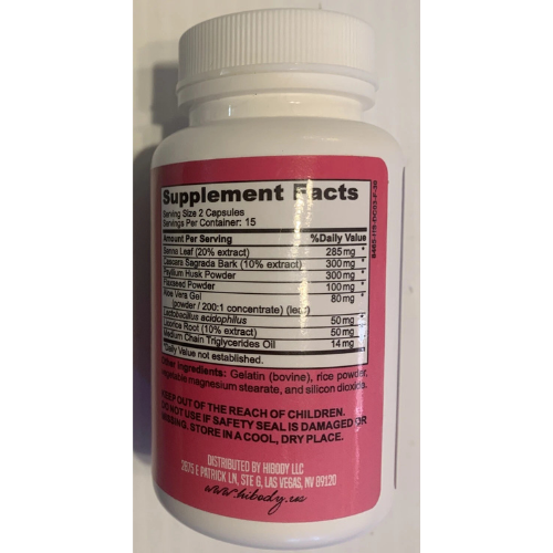 HIBODY Detox & Cleanse Colon , Dietary Suplement, 30 Capsules  New