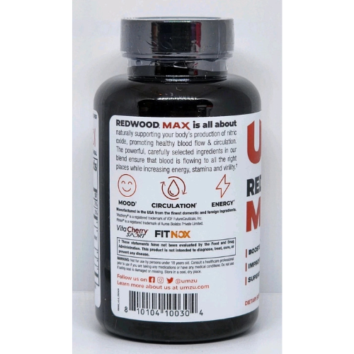 UMZU REDWOOD MAX Blood Flow Support Dietary Supplement 60 Capsules New