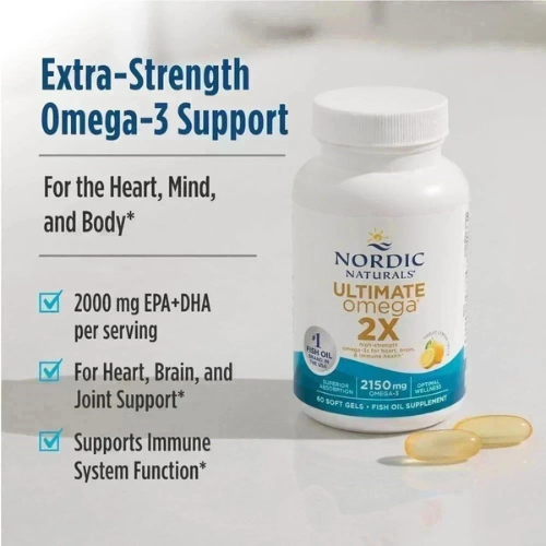 Nordic Naturals Ultimate Omega 2X, Lemon Flavor, 2150 mg Omega-3 - 180 Soft Gels  New