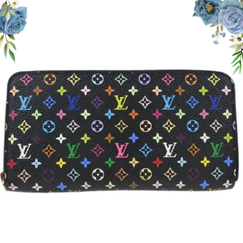 Louis Vuitton Black Multicolor Zippy Wallet M60243 CA1170 175964  New
