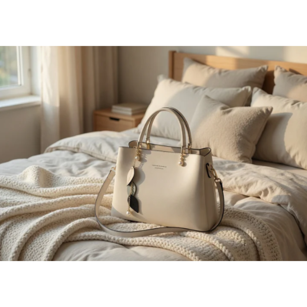 2026 Princess Diana Style Genuine Leather Tote Bag for Women – Large Capacity Light Luxury Crossbody Handbag, Minimalist Everyday Shoulder Bag