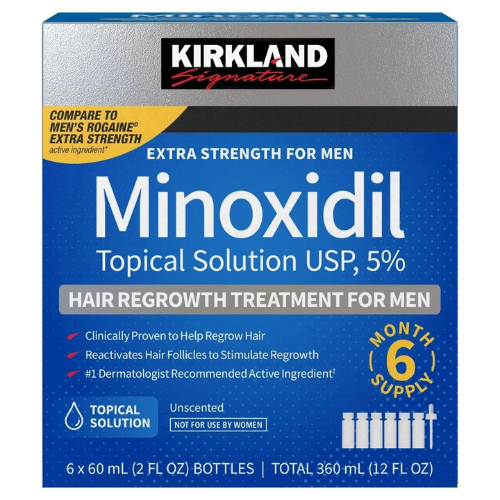 Kirkland Minoxidil 5% Extra Strength Men Hair Regrowth Solution 6 Months Supply