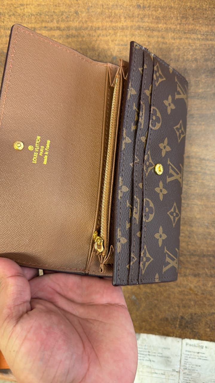 Monogram Long Wallet – Classic Designer Style Flap Wallet with Multiple Card Slots
