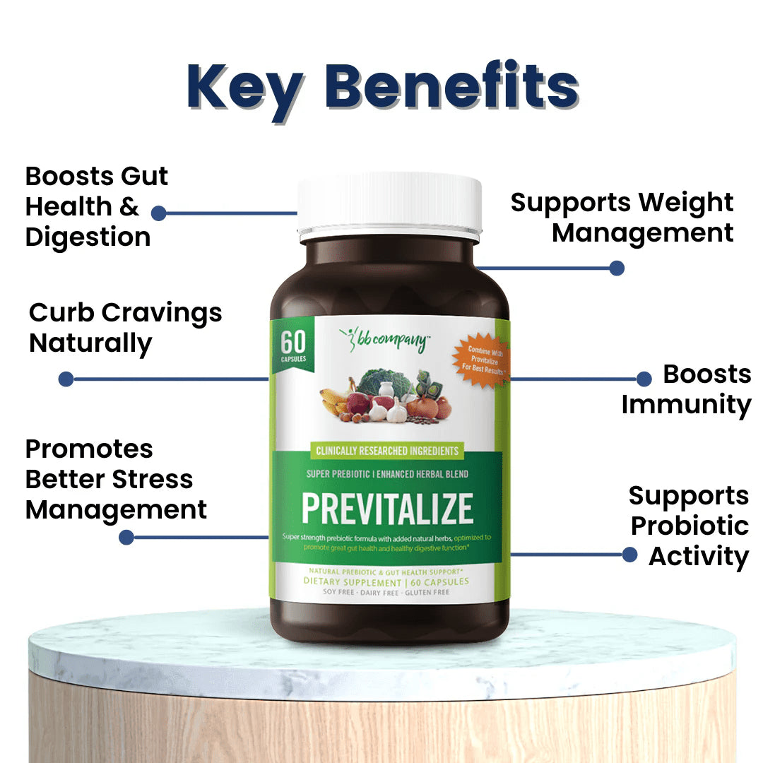 Prebiotic Gut Health Powder – Digestive & Metabolism Support Supplement for Daily Wellness | Previtalize