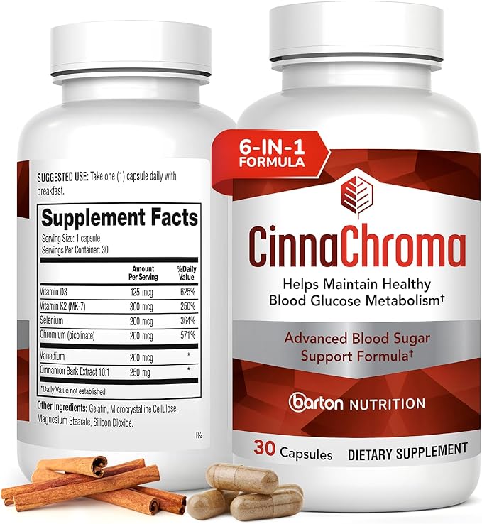 Cinnamon Extract Capsules with Chromium & Vitamins D3 K2 – Metabolic & Wellness Support (30 Capsules) | CinnaChroma