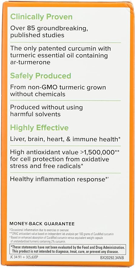 Curcumin Antioxidant Supplement for Joint Health, Brain Support & Immune Function | High-Potency Turmeric Formula Softgels (120 Count, 750mg)