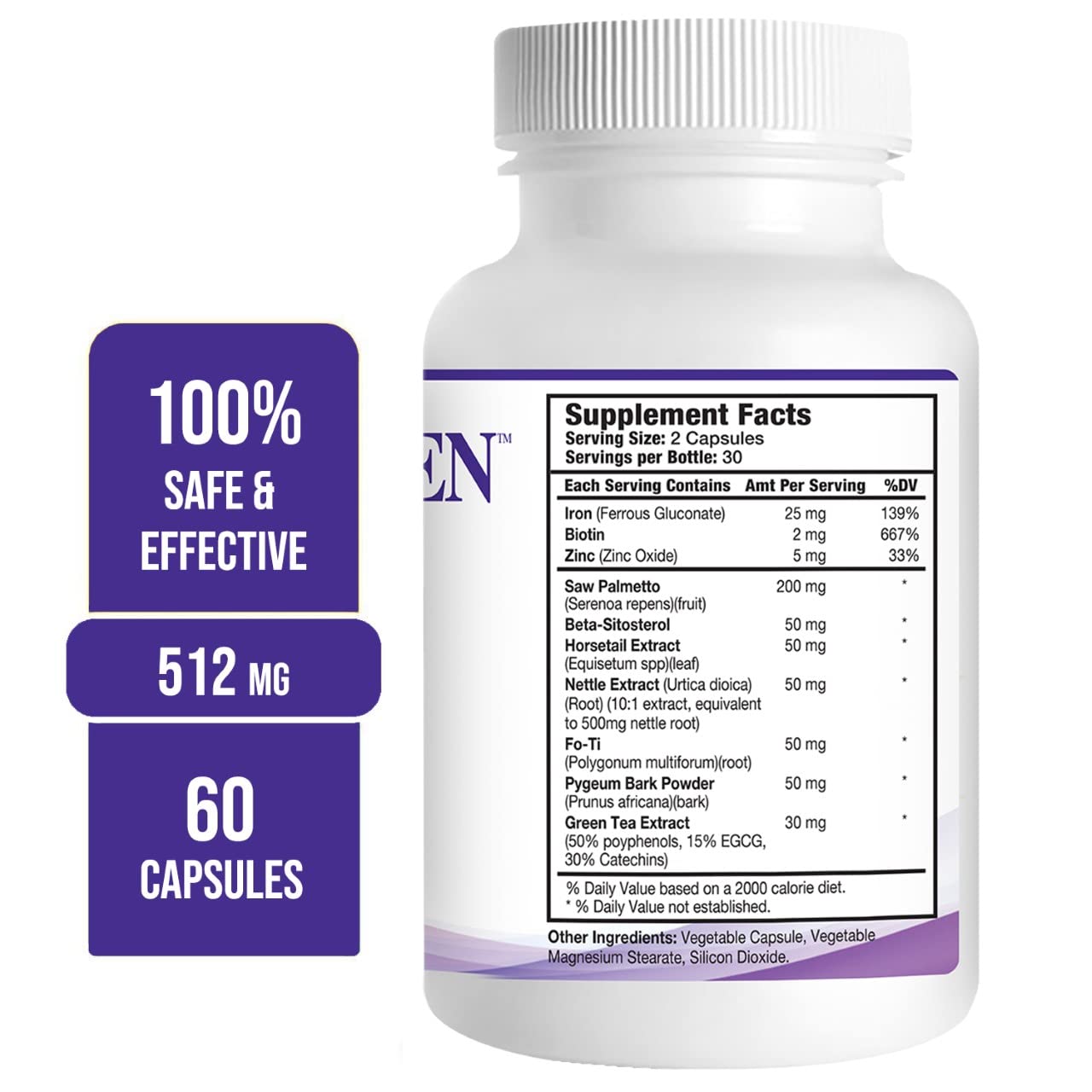 DHT Blocker Hair Growth Capsules – Hair Loss Support & Follicle Strength Formula (60 Count) | HairGenics Propidren