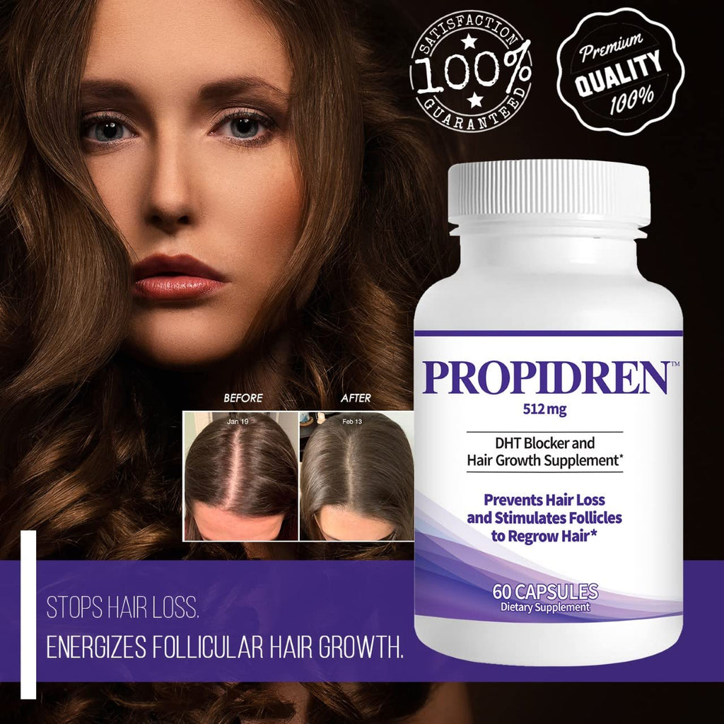 DHT Blocker Hair Growth Capsules – Hair Loss Support & Follicle Strength Formula (60 Count) | HairGenics Propidren