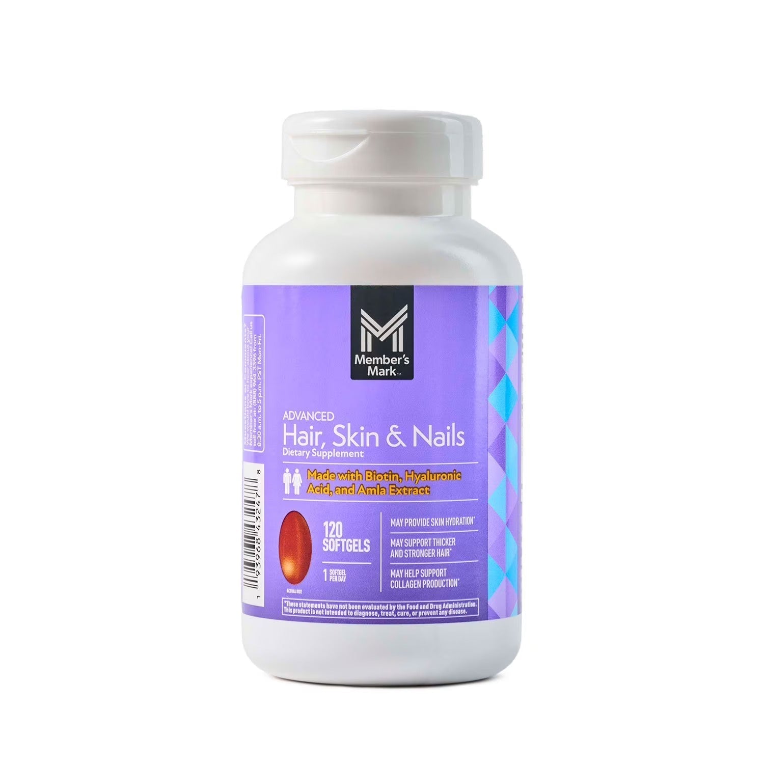 Member's Mark Advanced Hair, Skin & Nails Softgels – Beauty Support Supplement | 120 Count