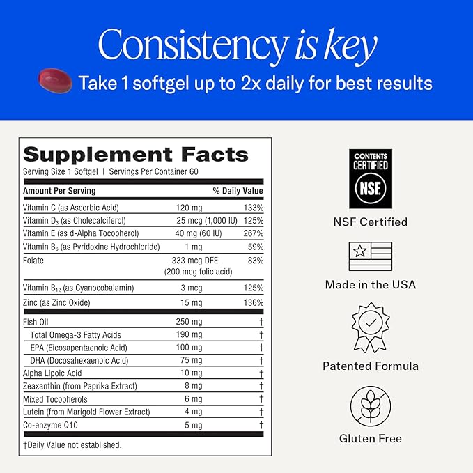 Lutein & Zeaxanthin Eye Support Capsules – Macular & Vision Health Supplement for Daily Ocular Nutrition | EyePromise Restore