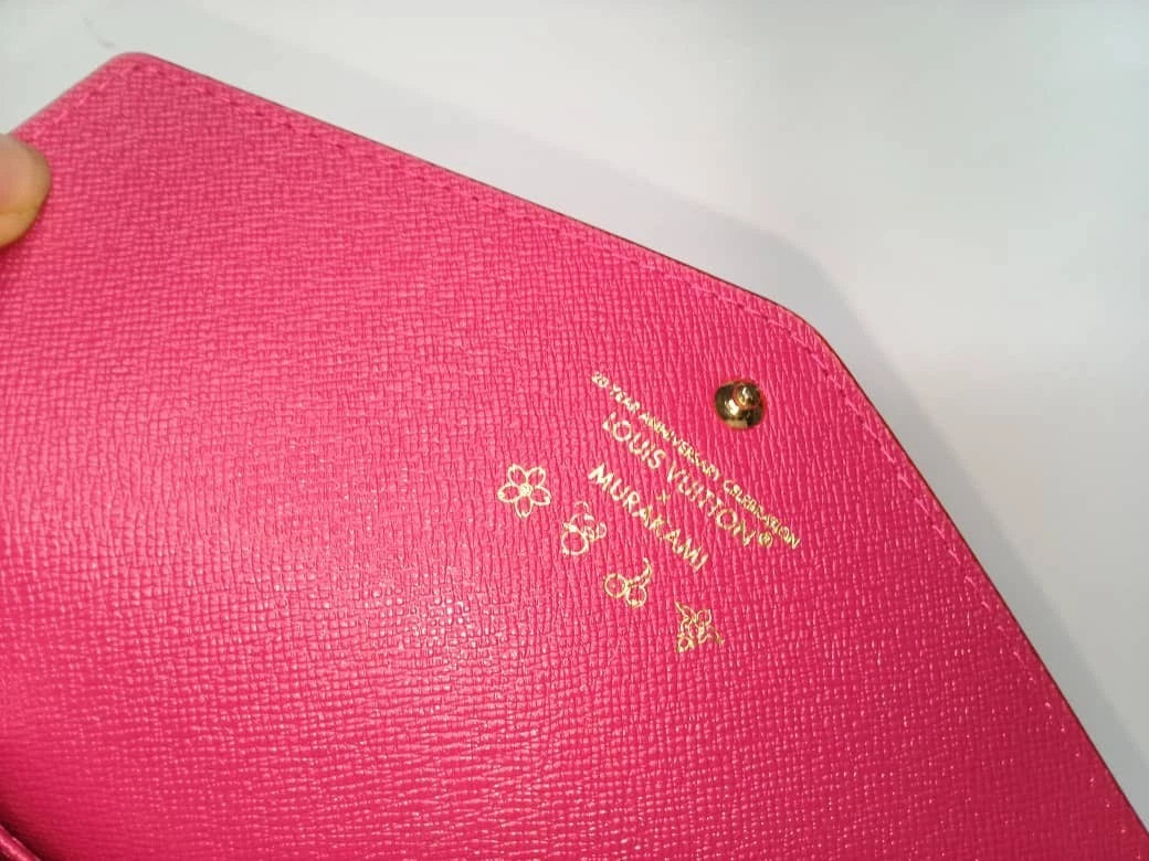 White Multicolor Sarah Long Wallet – Colorful Monogram Designer Style Clutch Wallet with Box