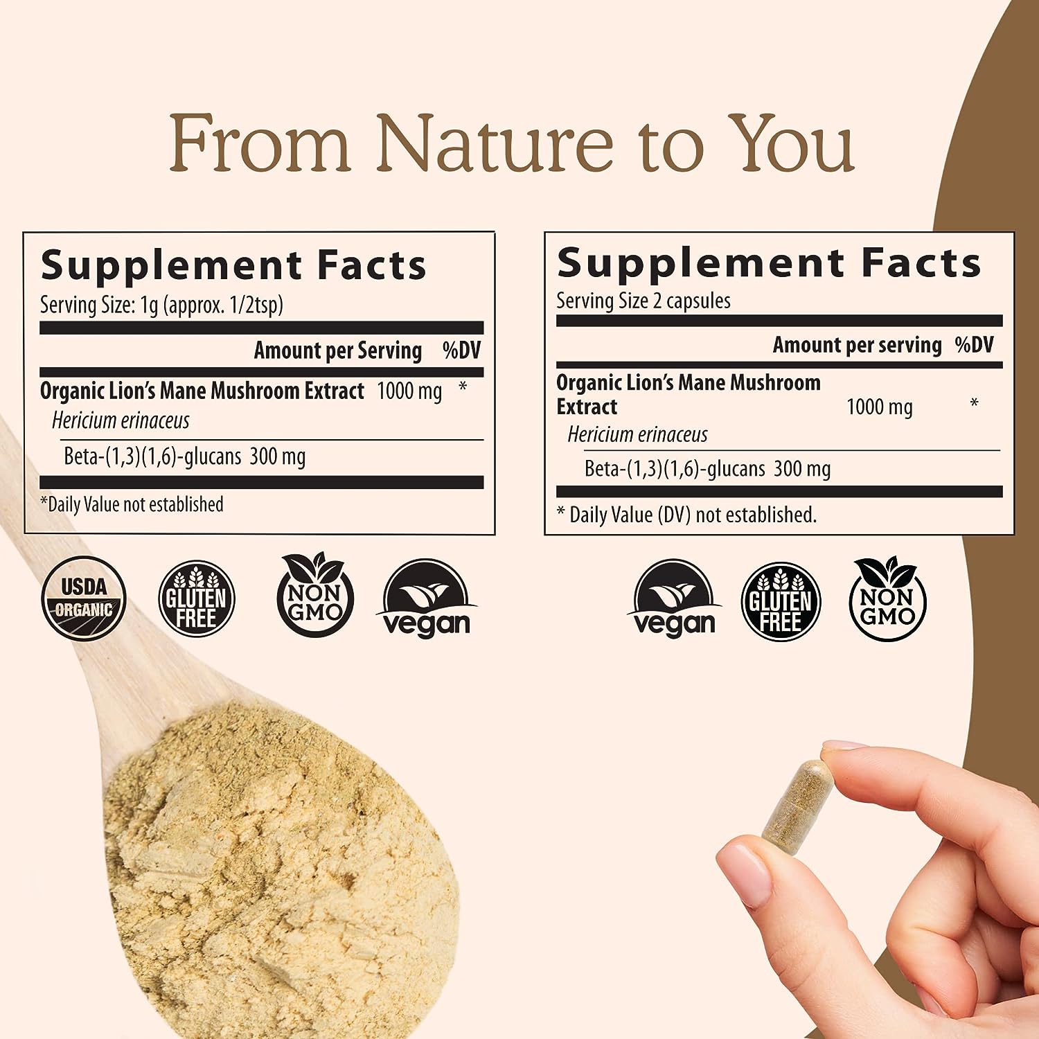 Brain Mushroom Immune Support Supplement – Memory & Focus Formula | Vegan Capsules | 300 Count
