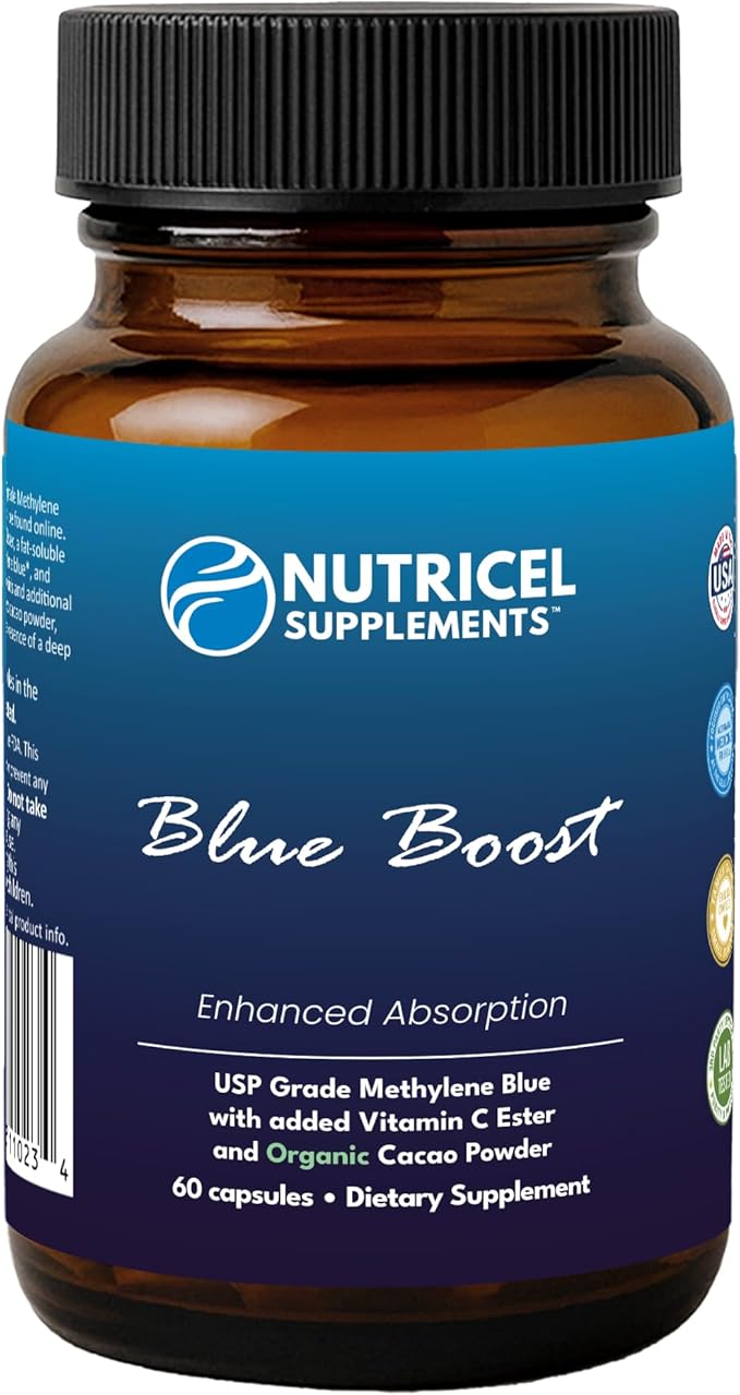 USP Grade Methylene Blue 12mg Capsules – Enhanced with Vitamin C for Absorption (60 Capsules) | Nutricel Supplements