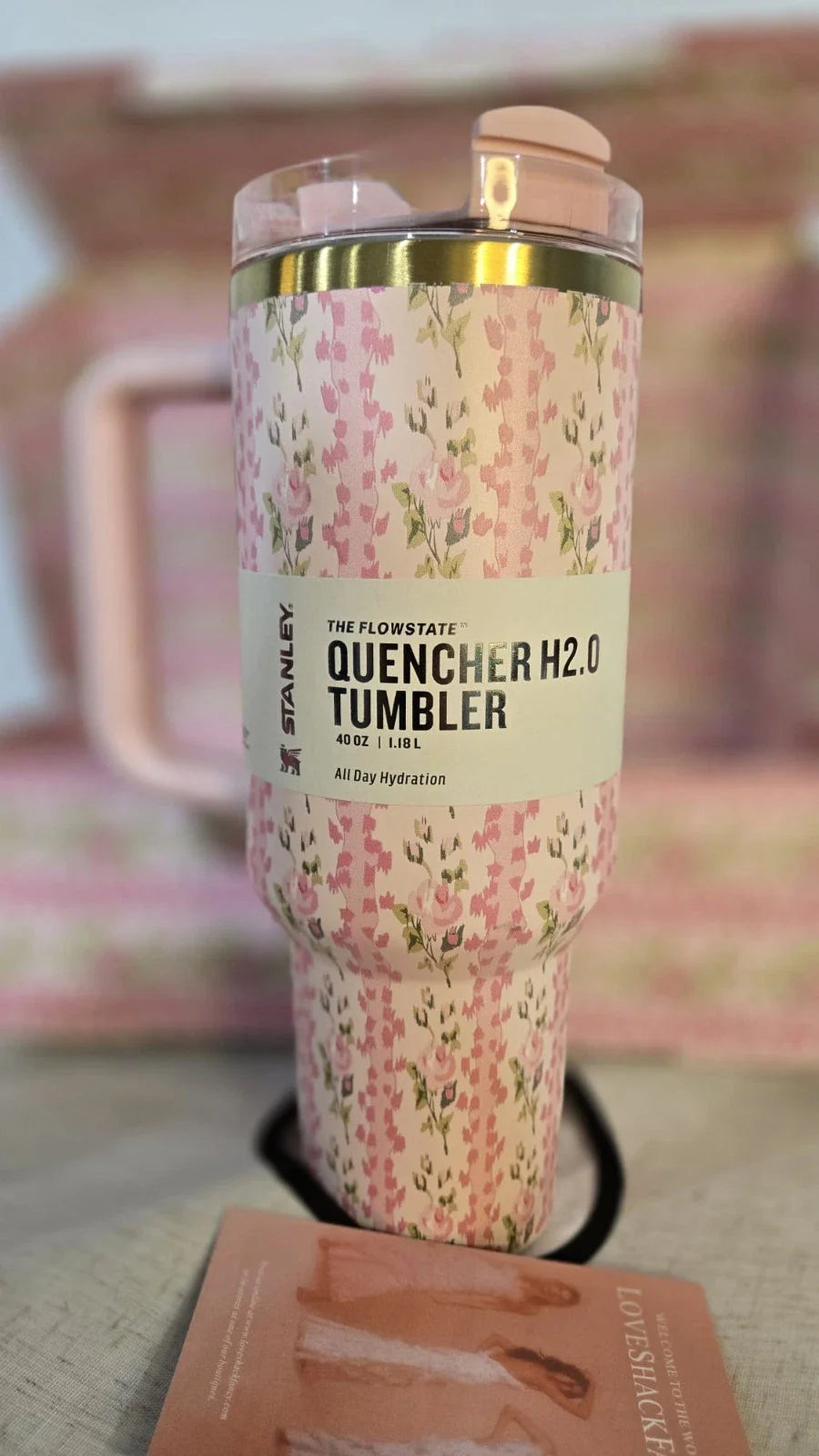 STANLEY FLORAL PINK 40 OZ TUMBLER   New