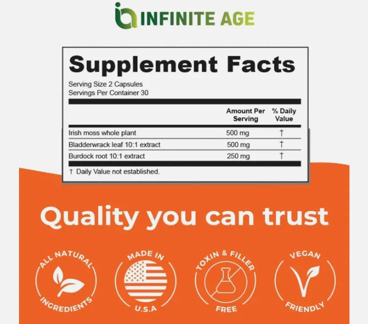 INFINITE AGE 3 Pack of 1250mg Sea Moss Advanced Superfood Capsules