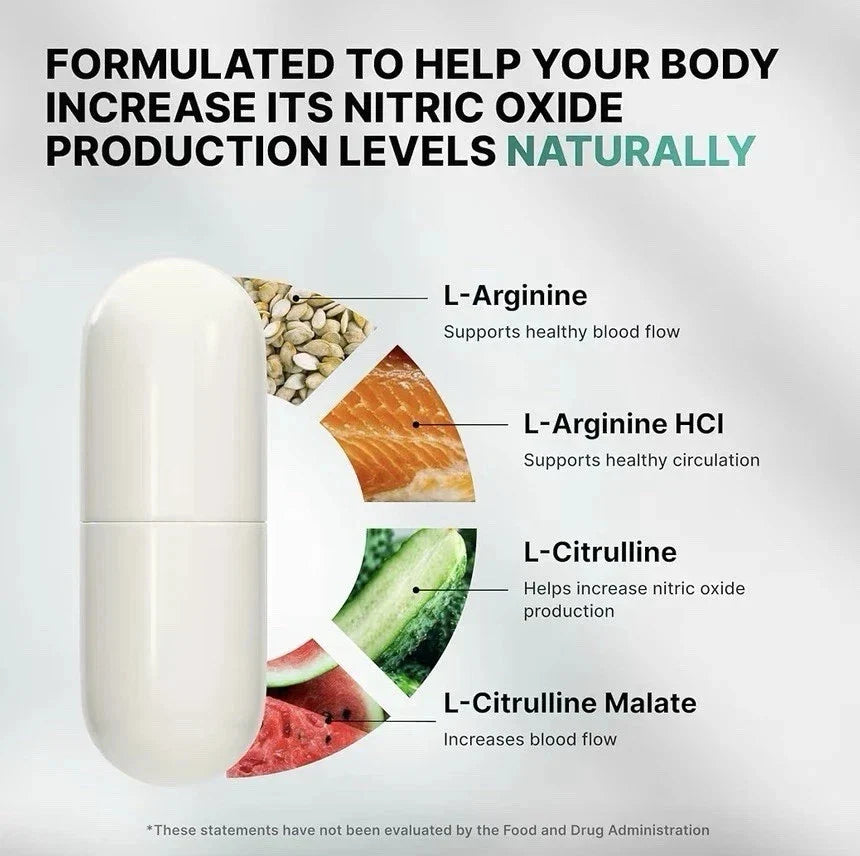 NPB Natures Pure Blend Nitric Oxide Flow L-Arginine Heart Circulation 60 Caps