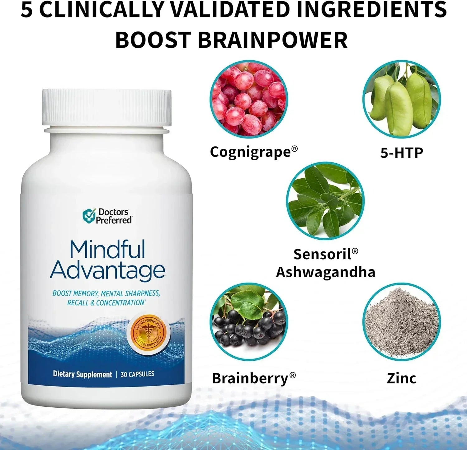 Mindful Advantage Brain Supplement for Memory and Focus - Boost Memory, Mental S
