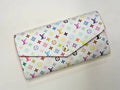White Multicolor Sarah Long Wallet – Colorful Monogram Designer Style Clutch Wallet with Box