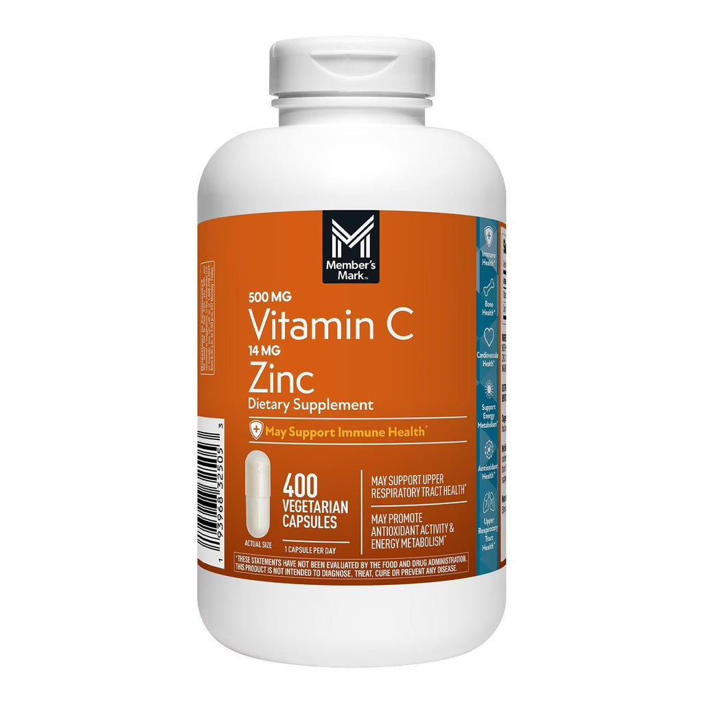 Member's Mark Vitamin C with Zinc Capsules – Immune Support Supplement | 400 Count