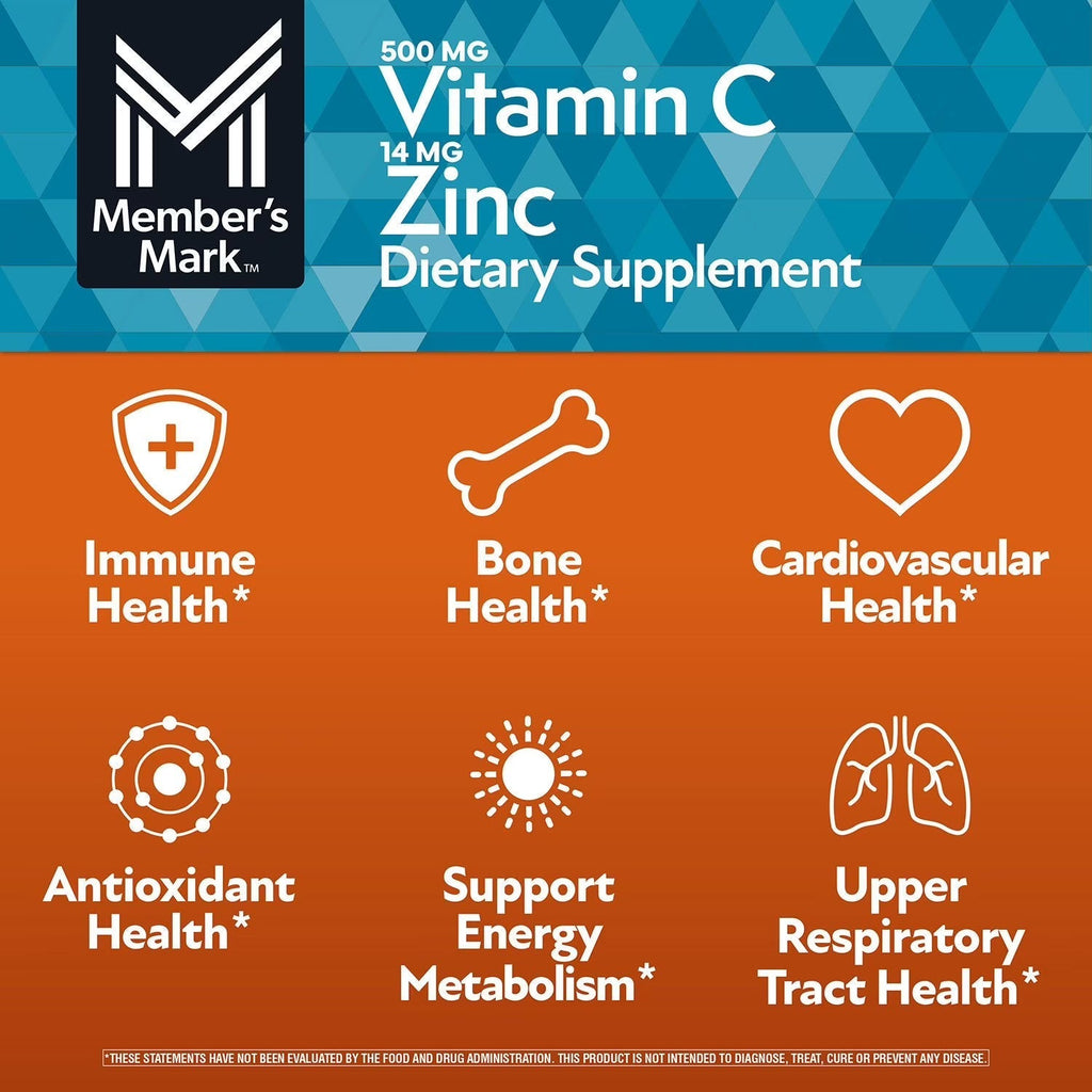 Member's Mark Vitamin C with Zinc Capsules – Immune Support Supplement | 400 Count